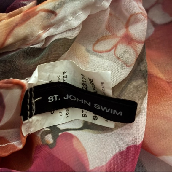 NWOT St. John Swim Floral Sheer Swim Coverup in Pink and Orange Sz L - Picture 7 of 8
